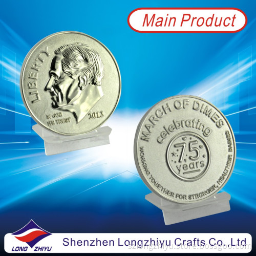 America Liberty Customised 3D Commemorative Metal Silver Coins, Embossed Challenge Badge Fashion Medals Silver Medallion (LZY1300005)